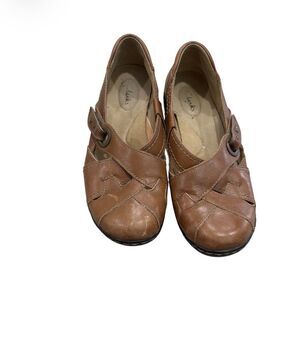 Clarks Ashland India Brown Tan  Fisherman Mary Jane Flats Shoes Size 9